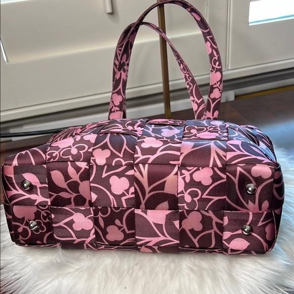 HARVEYS Seatbelt Classic Brown & Pink Leaf and Florals Shoulder Bag Vintage EC - Picture 8 of 17